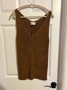 Universal Thread Brown Knit V-Neck Tunic Tank Top